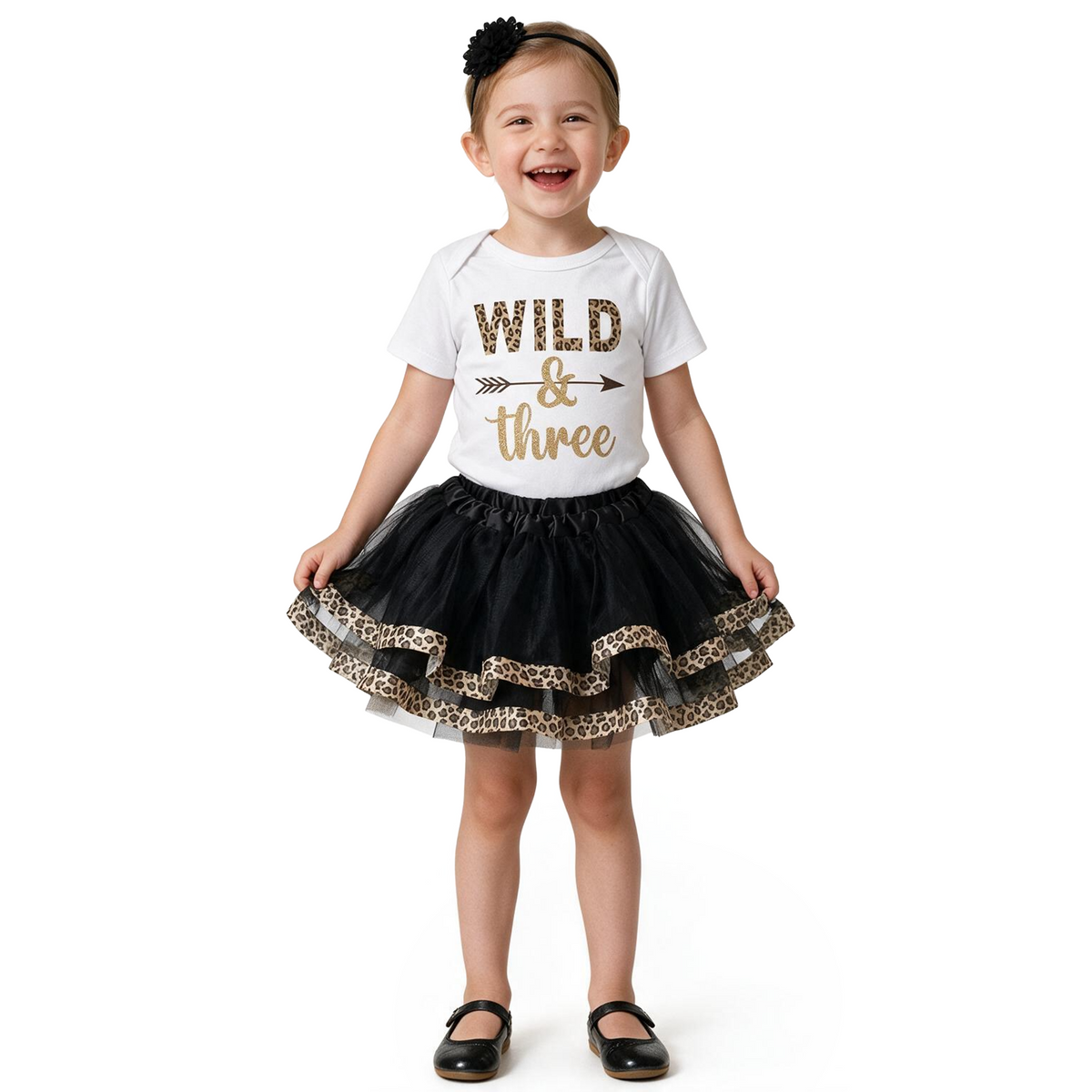 Luke and Lulu Young Wild and Three 3rd Birthday Outfit for Girls - Headband Set - Young Wild and Three Theme Party Dress