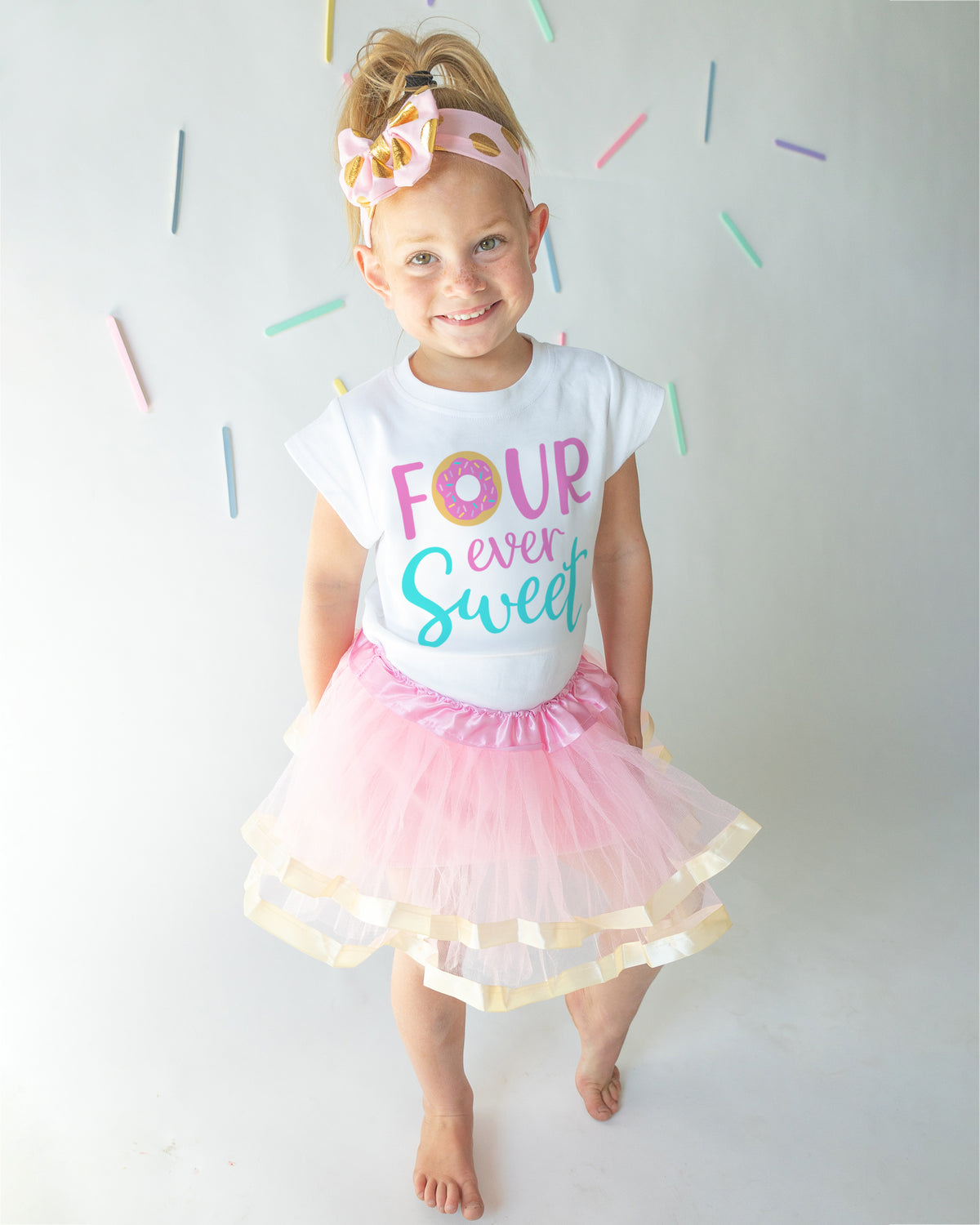 Luke and Lulu 4th Birthday Girl Outfit - Four Ever Sweet, Four Hear Me Roar, Pink - Fourth Birthday Outfit Girl