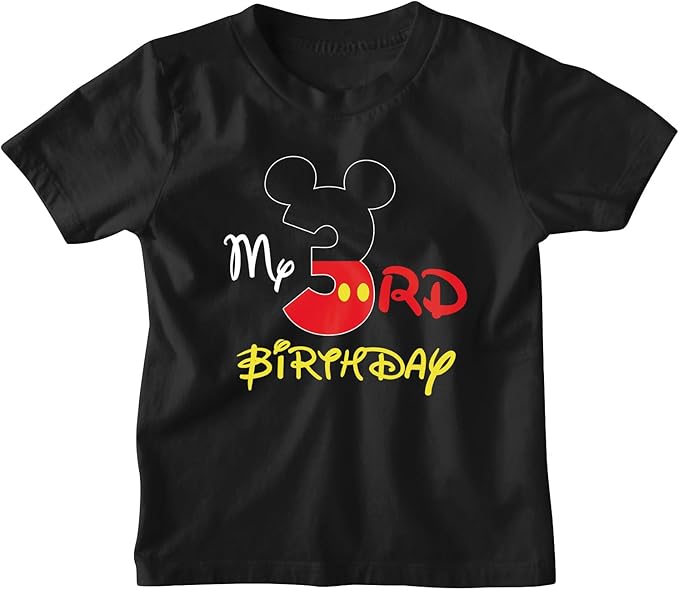 My 3rd Birthday Mickey-Inspired Black T-Shirt for Boys