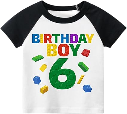 Birthday Boy Blocks 6th Birthday Raglan T-Shirt for Boys