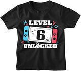 Level 6 Unlocked 6th Birthday Black T-Shirt for Boys