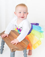 Unicorn 1st Birthday Outfit for Girls – Long Sleeve Bodysuit, Rainbow Tutu Skirt & Unicorn Headband Set