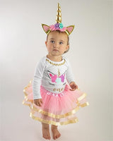Unicorn 1st Birthday Outfit for Girls – Long Sleeve Bodysuit, Tutu Skirt & Headband Set