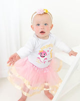 Baby Shark 1st Birthday Outfit for Girls – Long Sleeve Bodysuit, Pink Tutu Skirt & Headband Set