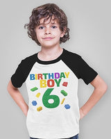 Birthday Boy Blocks 6th Birthday Raglan T-Shirt for Boys