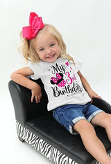 Girls 3rd Birthday Outfit – White Minnie Birthday Shirt for Toddler Girls
