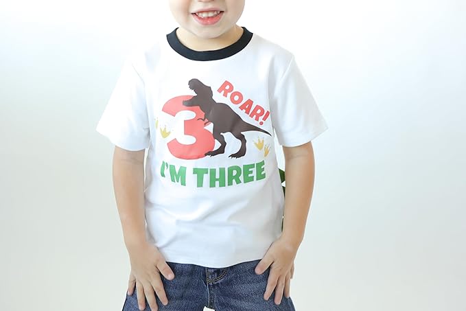 Roar I’m Three Dino 3rd Birthday T-Shirt for Boys