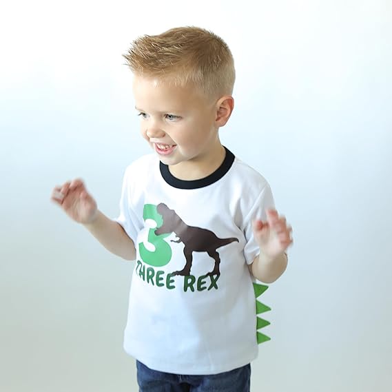 Three Rex Dino 3rd Birthday T-Shirt for Boys