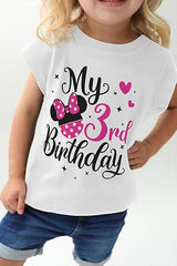 Girls 3rd Birthday Outfit – White Minnie Birthday Shirt for Toddler Girls