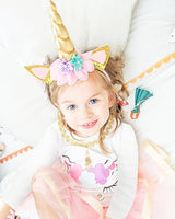 Unicorn 1st Birthday Outfit for Girls – Long Sleeve Bodysuit, Tutu Skirt & Headband Set