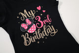 Girls 3rd Birthday Outfit – Black Minnie Theme Shirt for Toddler Girls
