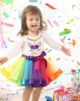 Unicorn 1st Birthday Outfit for Girls – Long Sleeve Bodysuit, Rainbow Tutu Skirt & Unicorn Headband Set