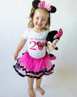 2nd Second Birthday Girl Outfit Mouse Shirt Twodlesminnietutu Short Sleeve