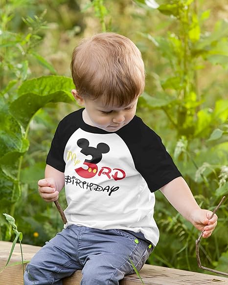 My 3rd Birthday Mickey-Inspired Raglan T-Shirt for Boys