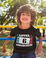 Level 6 Unlocked 6th Birthday Black T-Shirt for Boys