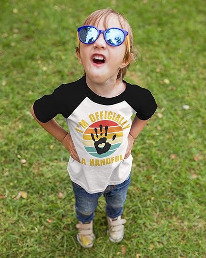 I’m Officially a Handful 5th Birthday Raglan T-Shirt for Boys