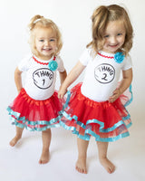 Boy Girl Twin Outfits Thing 1 and Thing 2 - GirlThing1Short
