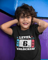Level 6 Unlocked 6th Birthday Black T-Shirt for Boys