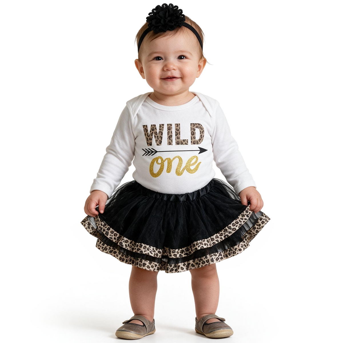 Luke and Lulu 1st Birthday Girl Wild One - Leopard, PinkGold - Wild One Birthday Outfit Girl