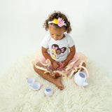 Pink & Gold Afro Puffs 1st Birthday Outfit for Girls – Short Sleeve Bodysuit, Tutu Skirt & Headband Set