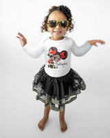 Leopard Afro Puffs 1st Birthday Outfit for Girls – Long Sleeve Bodysuit, Tutu Skirt & Headband Set