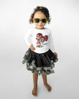 Leopard Afro Puffs 1st Birthday Outfit for Girls – Long Sleeve Bodysuit, Tutu Skirt & Headband Set