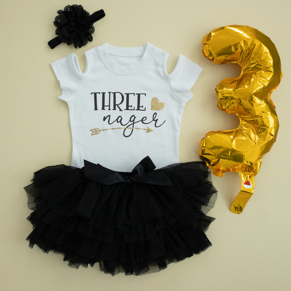 Luke and Lulu Threenager Birthday Outfit - Third Birthday Outfit Girl with Tutu Skirt - Clothes for 3 Year Old - Size 3T/4T