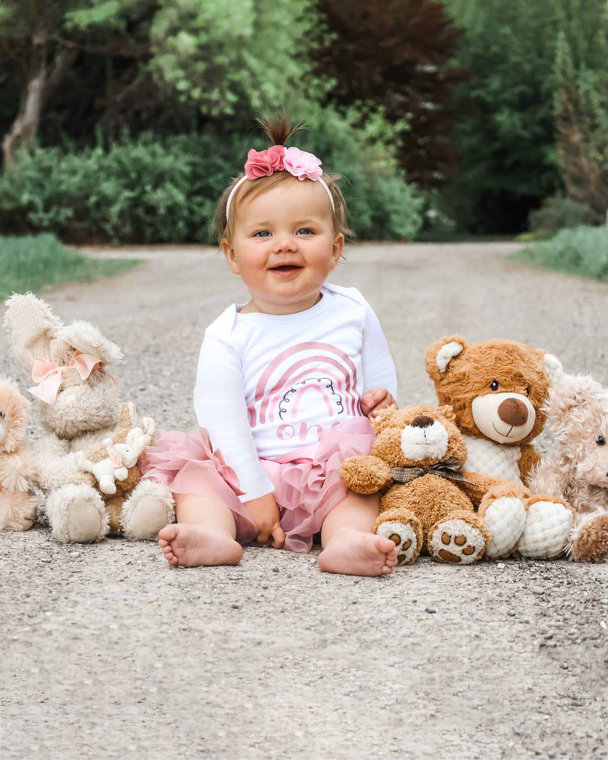 Luke and Lulu 1st First Birthday Baby Girl Tutu Outfit - Onederful - Rainbow Rose Boho Chic - 9M Long Sleeve