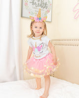 Unicorn 2nd Birthday Outfit for Girls – Short Sleeve Bodysuit, Pink Tutu Skirt & Headband Set