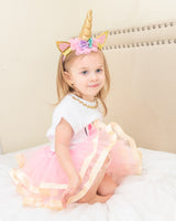 Unicorn 2nd Birthday Outfit for Girls – Short Sleeve Bodysuit, Pink Tutu Skirt & Headband Set