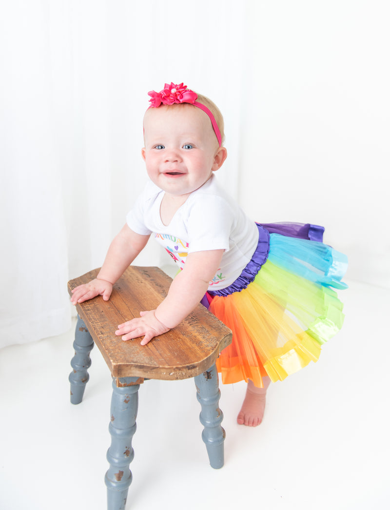 Rainbow Shark 1st Birthday Outfit for Girls – Long Sleeve Bodysuit