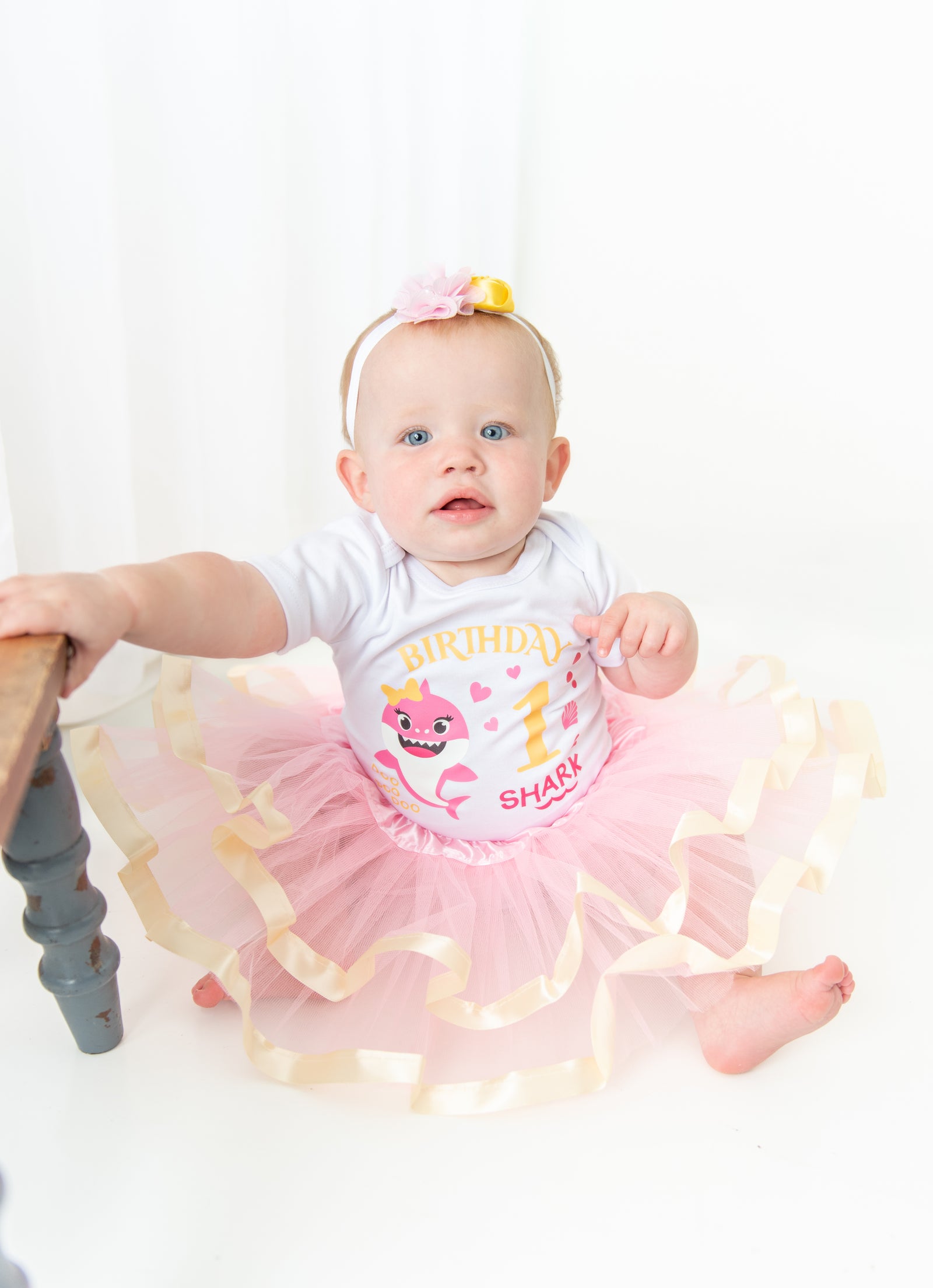 1st First Birthday Baby Girl Tutu Outfit- One Year Old Baby Shark Party  Outfit-