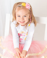 Baby Shark 2nd Birthday Outfit for Girls – Long Sleeve Bodysuit, Pink Tutu Skirt & Headband Set