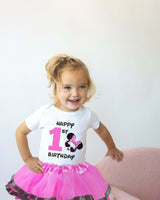 Minnie Pink 1st Birthday Outfit for Girls – Short Sleeve Bodysuit, Tutu Skirt & Mouse Ear Headband Set