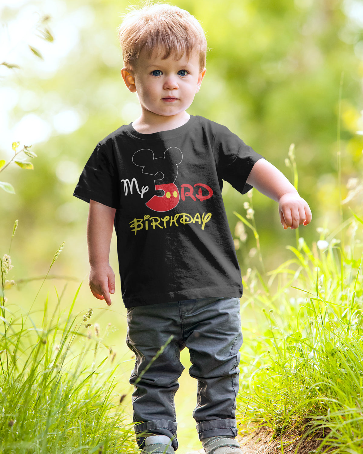 Luke and Lulu Birthday Mouse Shirt - Toddler 3rd Birthday Tee, Kids Party Outfit, 3 Year Old Shirt