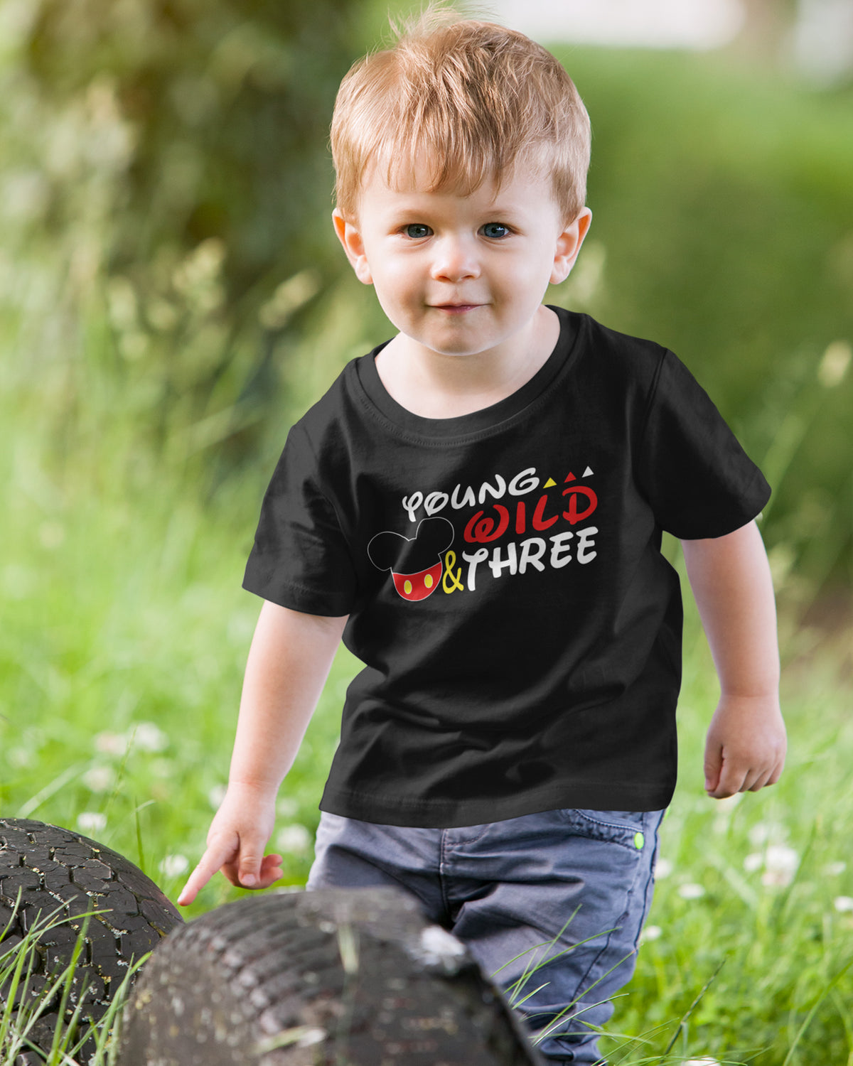 Luke and Lulu Toddler 3rd Birthday Mouse Shirt, Boys' Black Cartoon Birthday T-Shirt, 3-4T