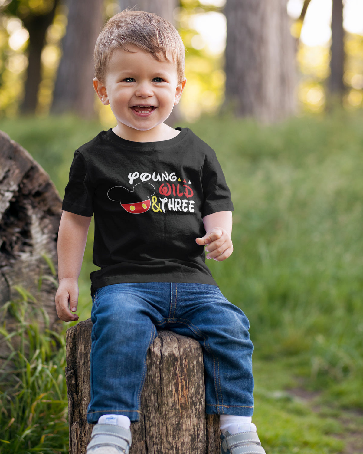 Luke and Lulu Toddler 3rd Birthday Mouse Shirt, Boys' Black Cartoon Birthday T-Shirt, 3-4T