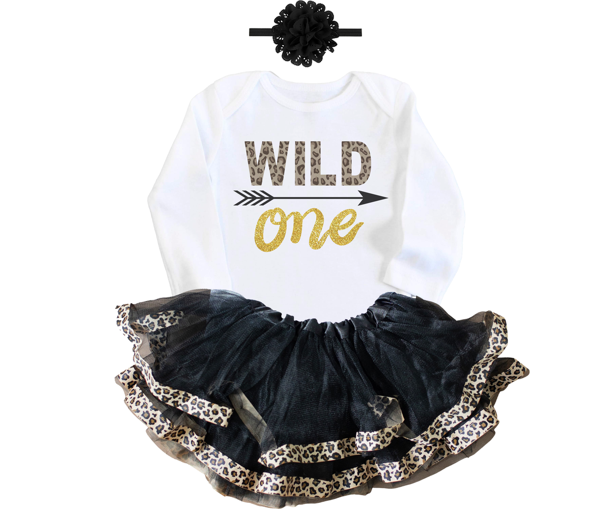 Luke and Lulu 1st Birthday Girl Wild One - Leopard, PinkGold - Wild One Birthday Outfit Girl