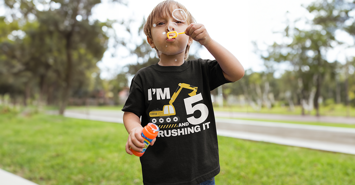 Luke and Lulu - 5th Birthday Shirt Boy Collection: Multi Themes Five, Handful, Construction, Size 5Y, Toddler & Kids