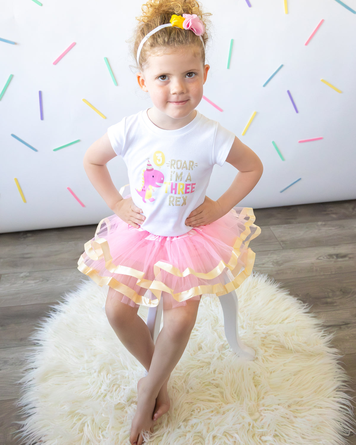 Luke and Lulu 3rd Birthday Girl Outfit - Three Rex Girl Outfit - Third Birthday Shirt Tutu Three Rex Decorations