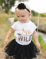 Wild Two 2nd Birthday Outfit for Girls – Short Sleeve Shirt, Leopard Tutu Skirt & Headband Set