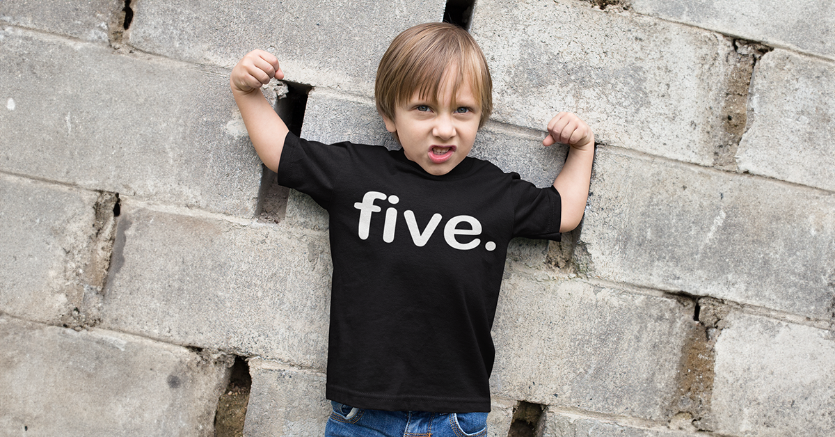 Luke and Lulu - 5th Birthday Shirt Boy Collection: Multi Themes Five, Handful, Construction, Size 5Y, Toddler & Kids