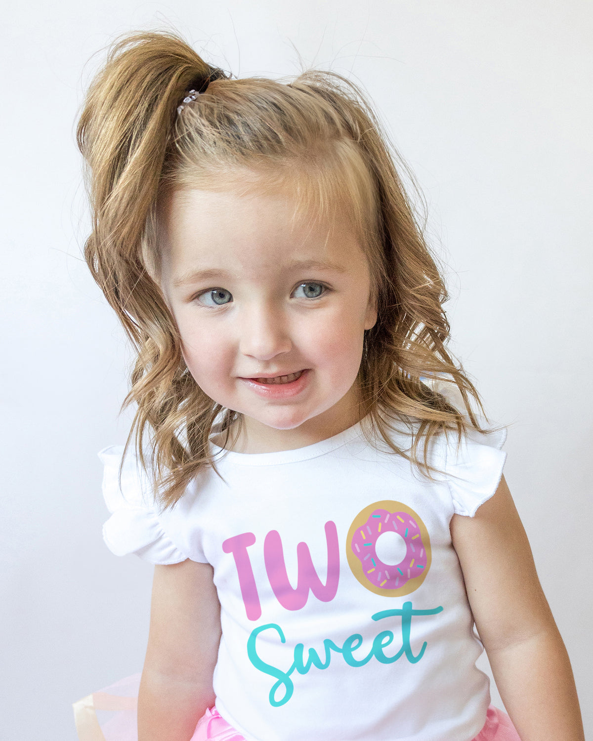 Luke and Lulu Two Sweet Birthday Shirt - Flutter Sleeve Top For Her 2nd Birthday - Photo-Ready