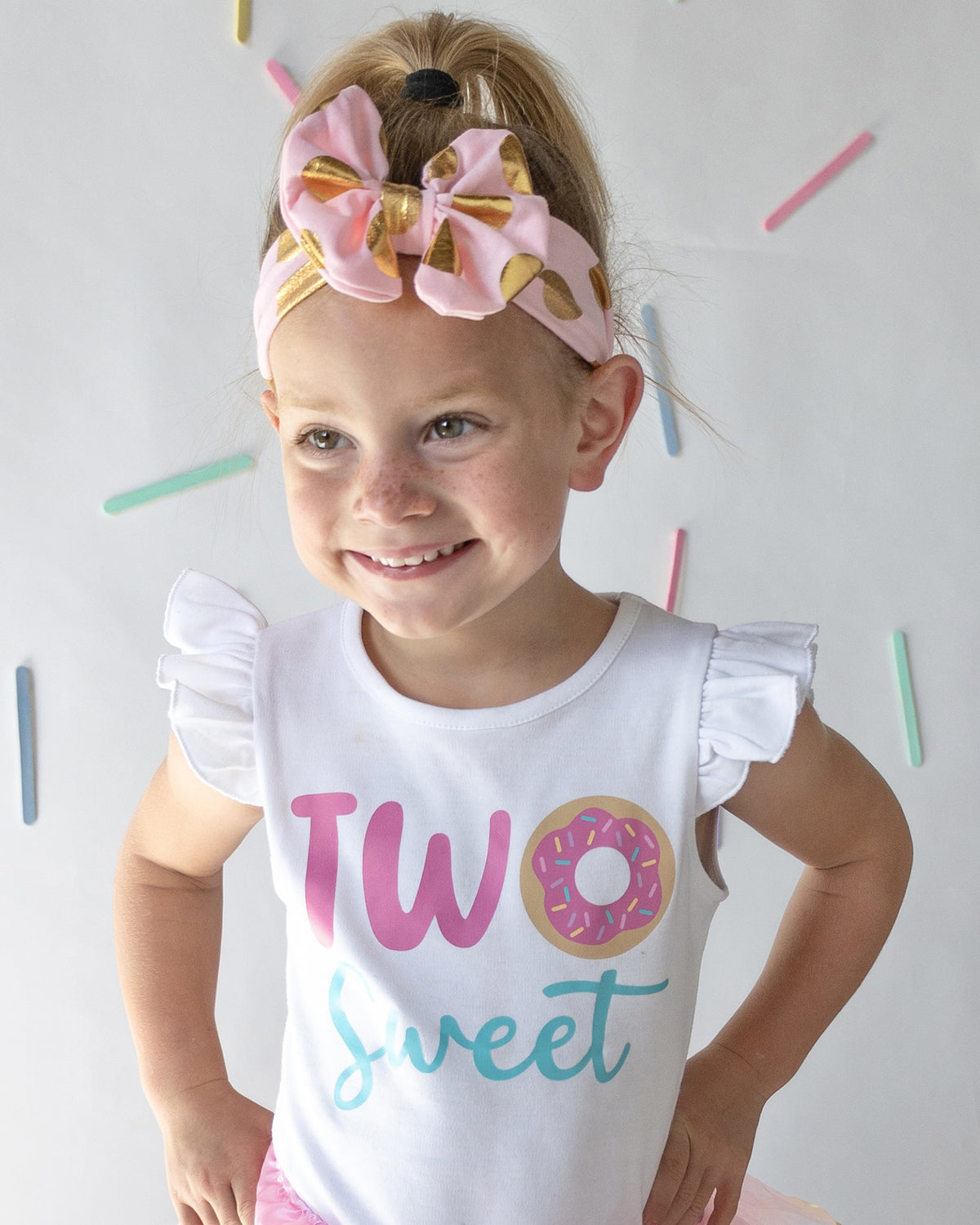 Luke and Lulu Two Sweet Birthday Shirt - Flutter Sleeve Top For Her 2nd Birthday - Photo-Ready