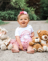 Rainbow Rose 2nd Birthday Outfit for Girls – Short Sleeve Bodysuit, Layered Tutu Skirt & Floral Headband Set