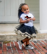 Girls 3rd Birthday Outfit – Short Sleeve Leopard Afro Puffs Shirt, Tutu Skirt & Headband Set