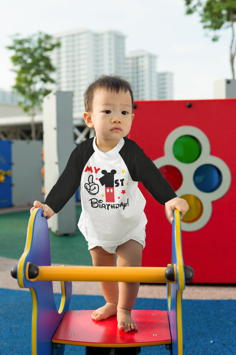 Mickey 1st Birthday Raglan Shirt for Boys – Long Sleeve Tee