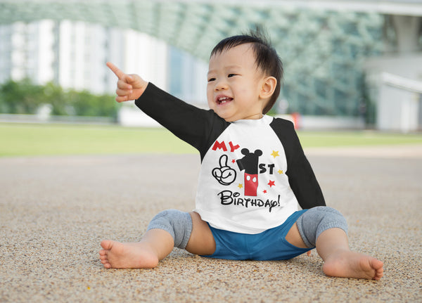 Mickey 1st Birthday Raglan Shirt for Boys – Long Sleeve Tee