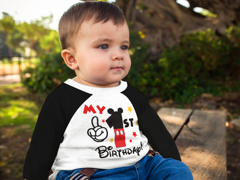 Mickey 1st Birthday Raglan Shirt for Boys – Long Sleeve Tee