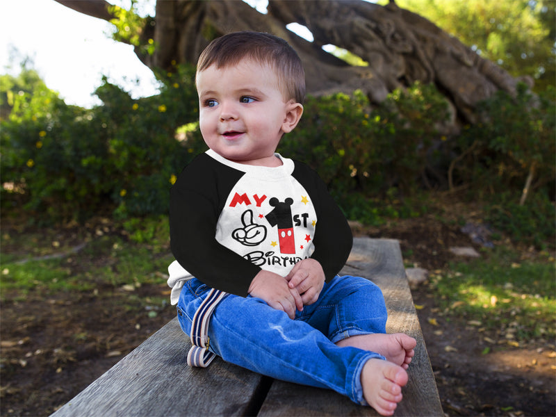 Mickey 1st Birthday Raglan Shirt for Boys – Long Sleeve Tee